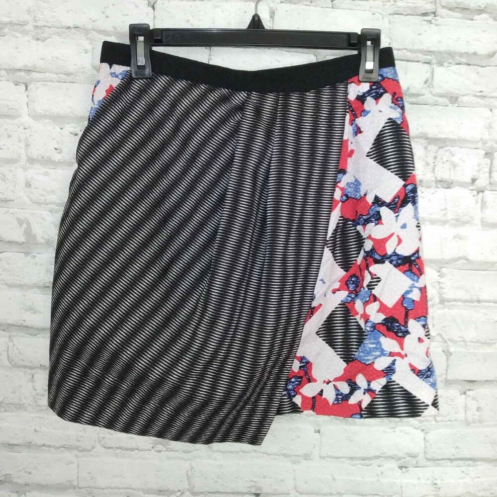 Peter Pilotto Target Skirt 8 Women's Mini Faux Wrap Geometric Straight Pencil